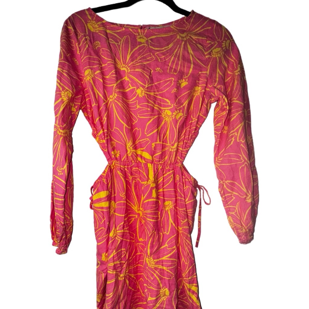 Universal Threads Floral Pink and Yellow Dress With Cut Out Detail
